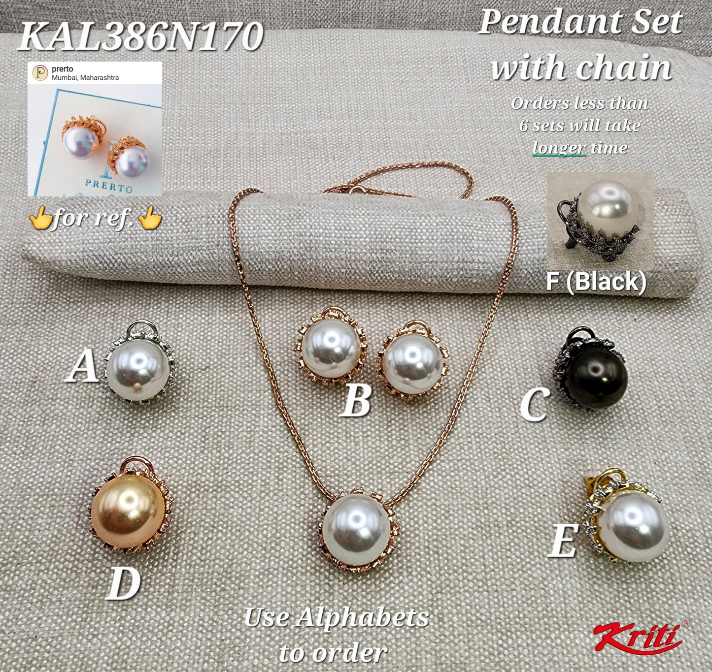 CZ pearl pendant set