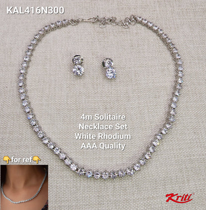 Solitaire Necklace Set embellished with AAA Quality 4mm cubic zirconias