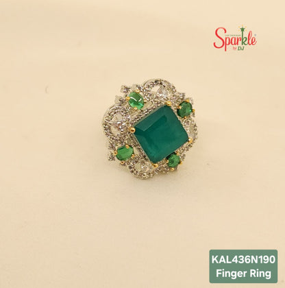Nita Semi-Precious Green Doublet CZ Ring (Adjustable)