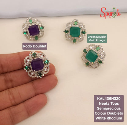 Ear Studs with Semiprecious round Pota & Green Doublets