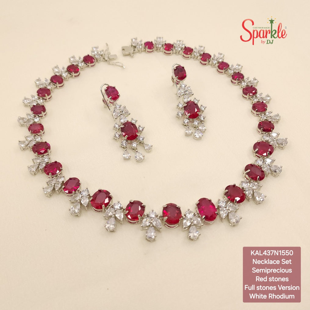 Designer Necklace Set embellished with Semiprecious Oval stones