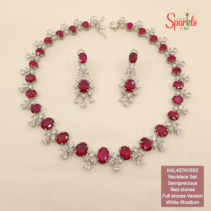 Designer Necklace Set embellished with Semiprecious Oval stones