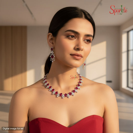 Designer Necklace Set embellished with Semiprecious Oval stones - SparklebyDJ