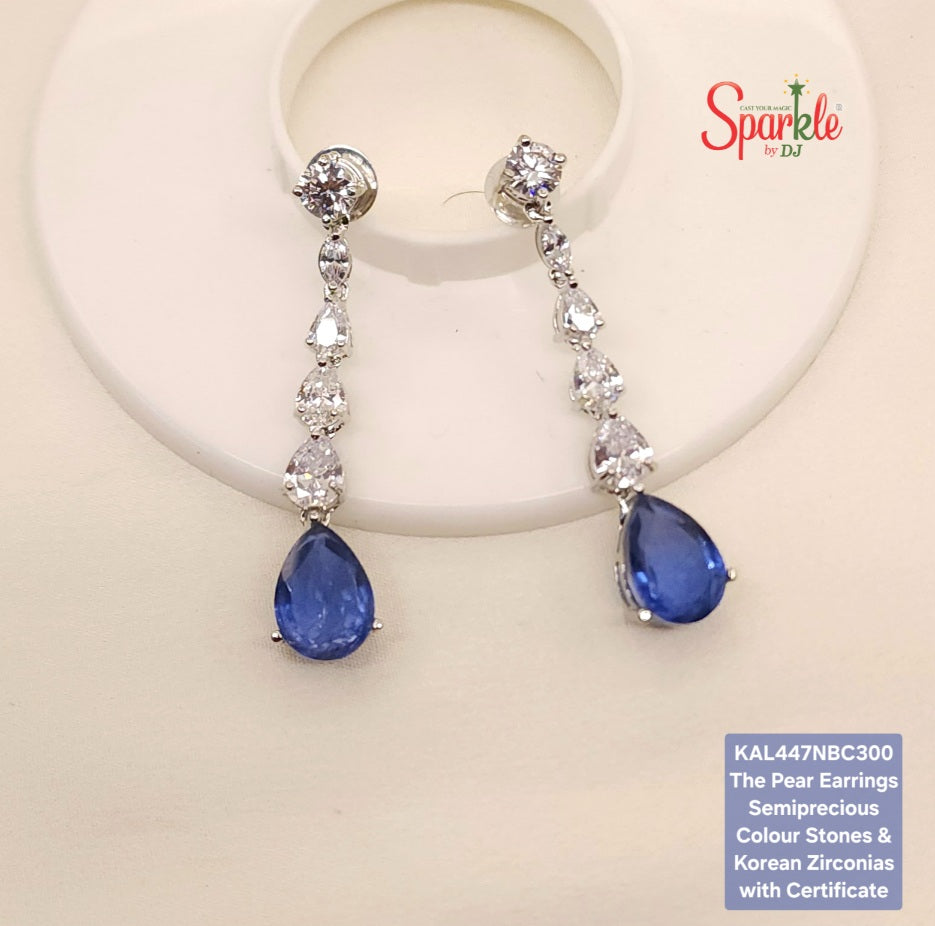 Long Earrings with Korean cz & Semiprecious colour stones