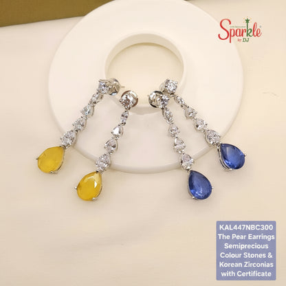Long Earrings with Korean cz & Semiprecious colour stones
