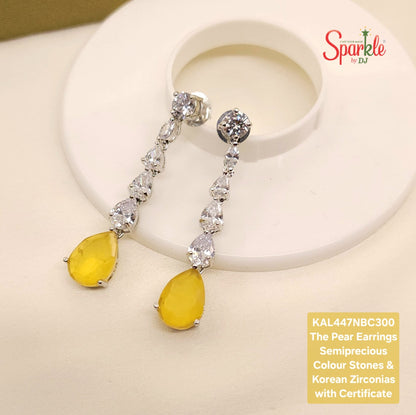 Long Earrings with Korean cz & Semiprecious colour stones