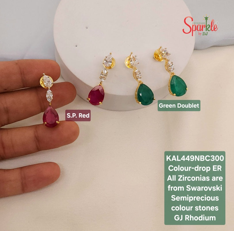 Earrings embellished with original Austrian cz from swarovski setted with pear shaped Semiprecious pear drop