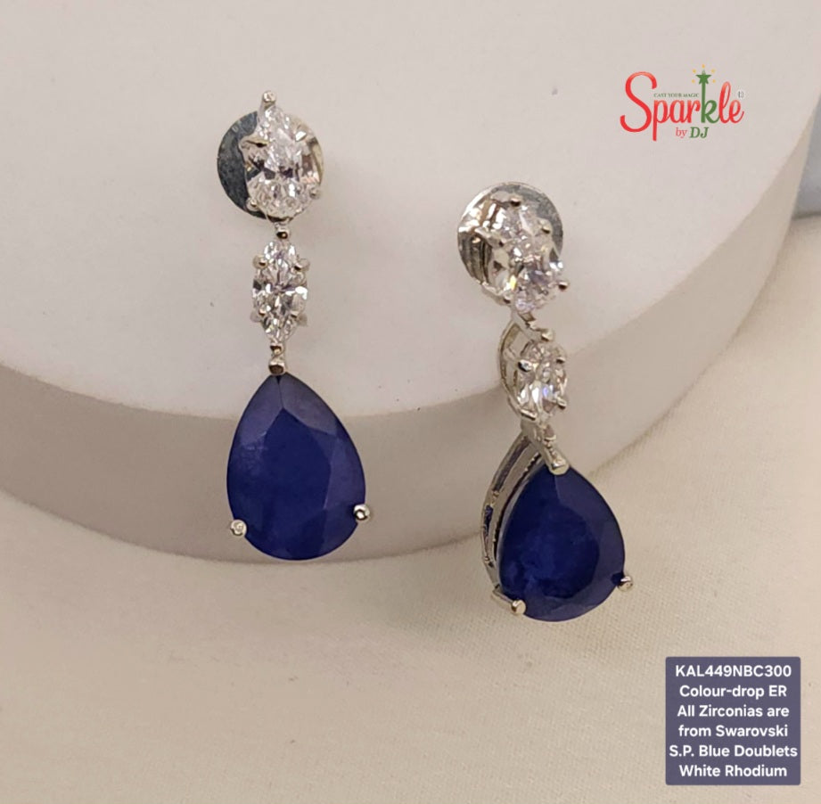 Earrings embellished with original Austrian cz from swarovski setted with pear shaped Semiprecious pear drop