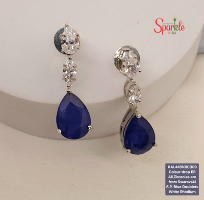 Earrings embellished with original Austrian cz from swarovski setted with pear shaped Semiprecious pear drop