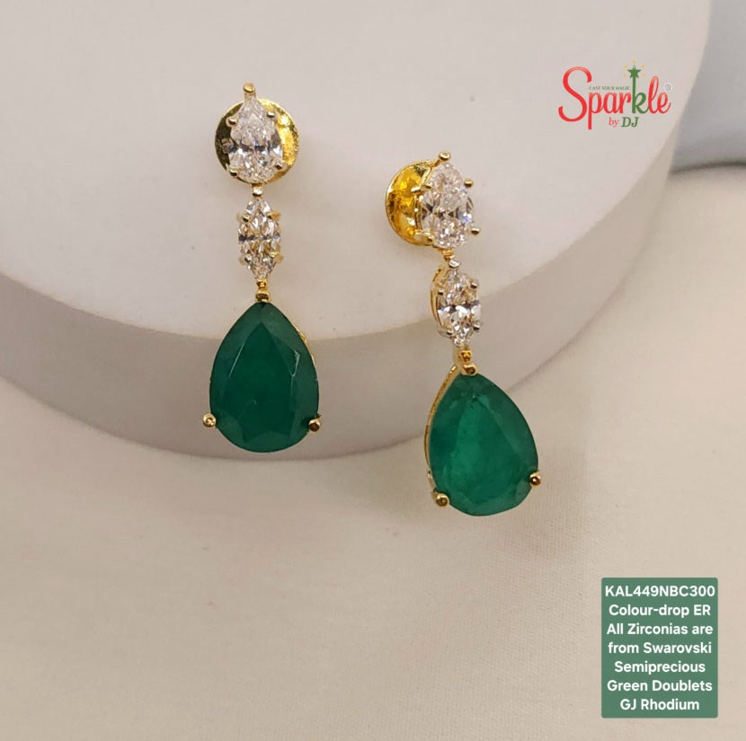 Earrings embellished with original Austrian cz from swarovski setted with pear shaped Semiprecious pear drop