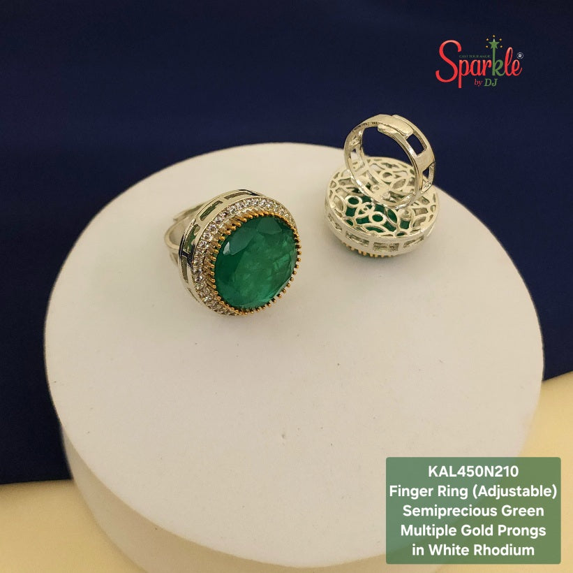 Semiprecious stone Cz Finger Ring - Round