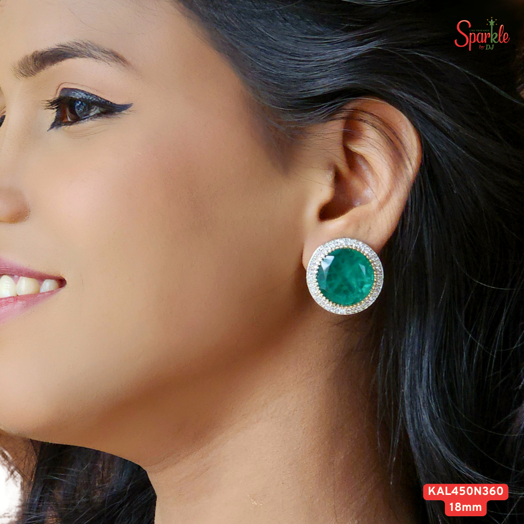 Cz Studs embellished with Semiprecious stones