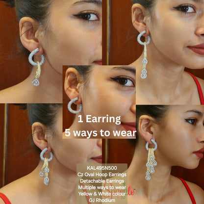 Cz 5-in-1 detachable danglers - 5 ways to wear