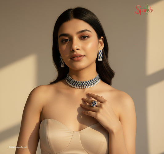 Cz Choker set with octagonal colour stones - SparklebyDJ