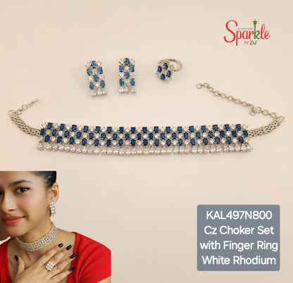 Cz Choker set with octagonal colour stones