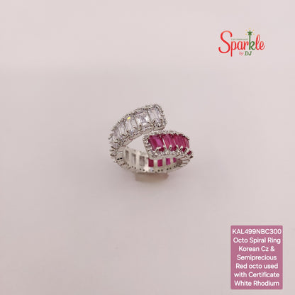 Spiral Finger Ring with Korean zirconias