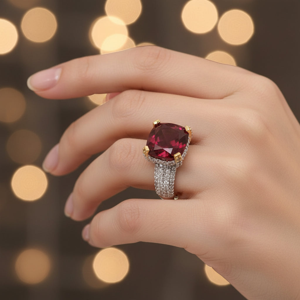 Cushion Cut semiprecious stone ring