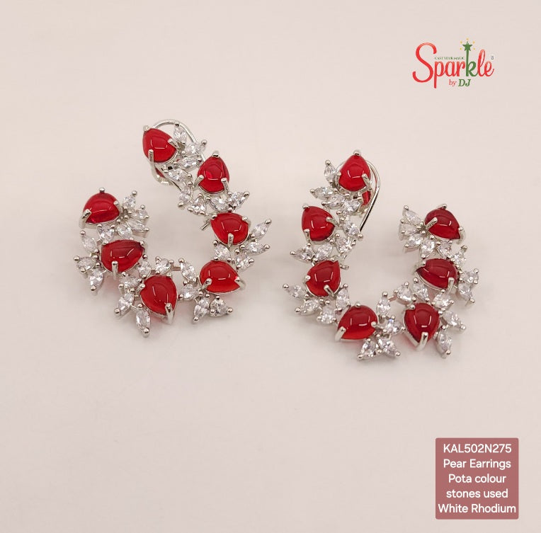 The Pear & cz C-shaped earrings