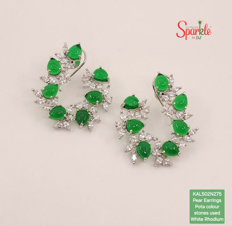 The Pear & cz C-shaped earrings