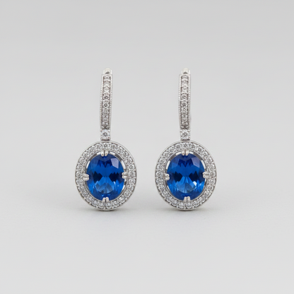 Semiprecious Oval drop cz bali earrings with ornate back jali