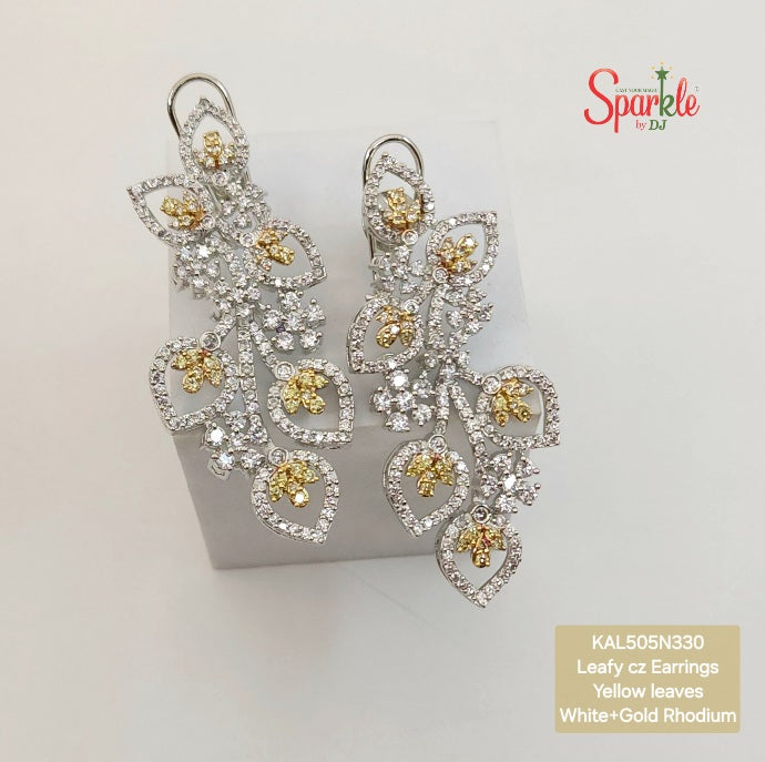 Leafy cz earrings