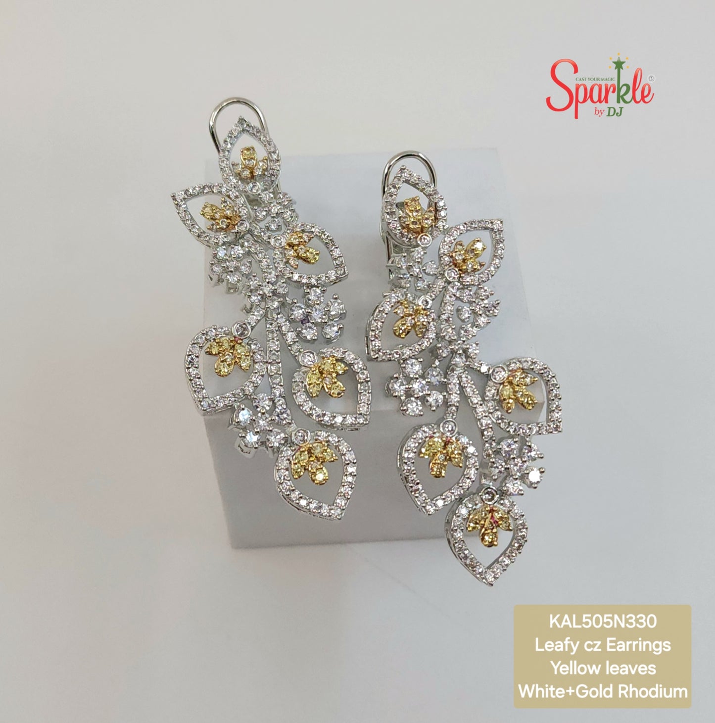 Leafy cz earrings