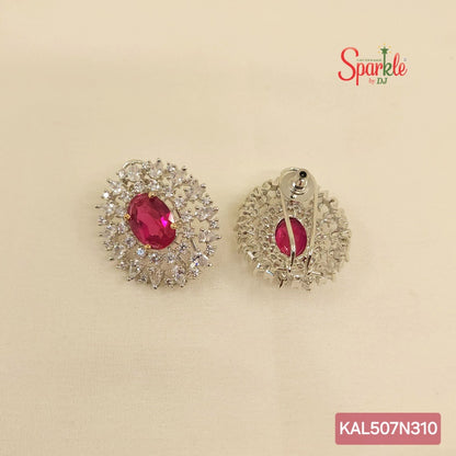 Oval cz studs with semiprecious stones