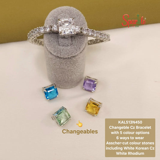 Cz Tennis Bracelet with 5 changeable colour options - SparklebyDJ