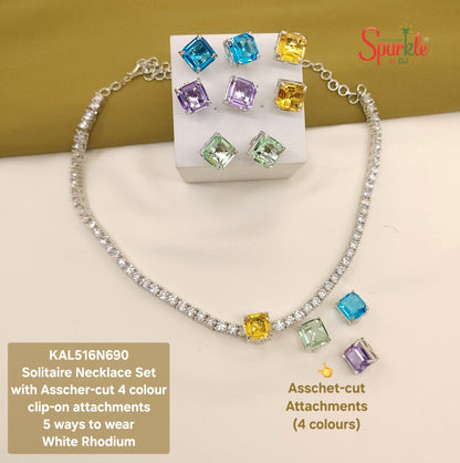 Cz Necklacet Set with 4 changeable colour options