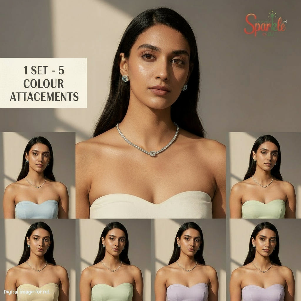 Cz Necklace Set with 5 changeable colour options - SparklebyDJ