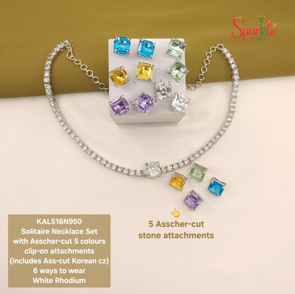 Cz Necklace Set with 5 changeable colour options