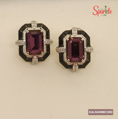 Octagonal Austrian Crystal studs with Mina border