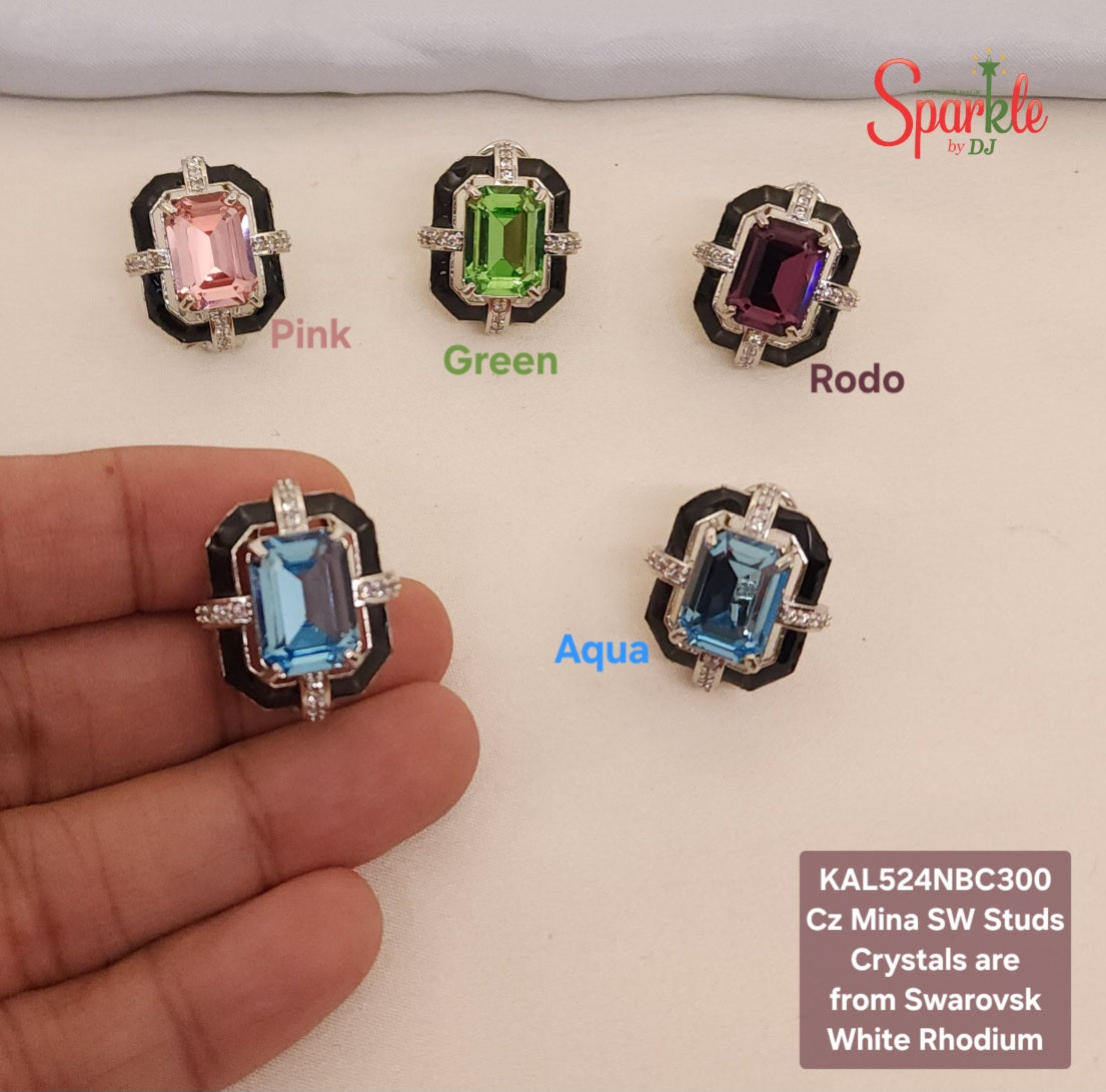 Octagonal Austrian Crystal studs with Mina border