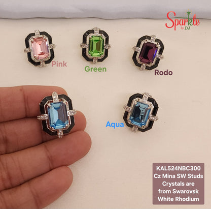 Octagonal Austrian Crystal studs with Mina border