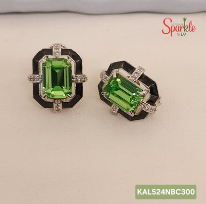 Octagonal Austrian Crystal studs with Mina border