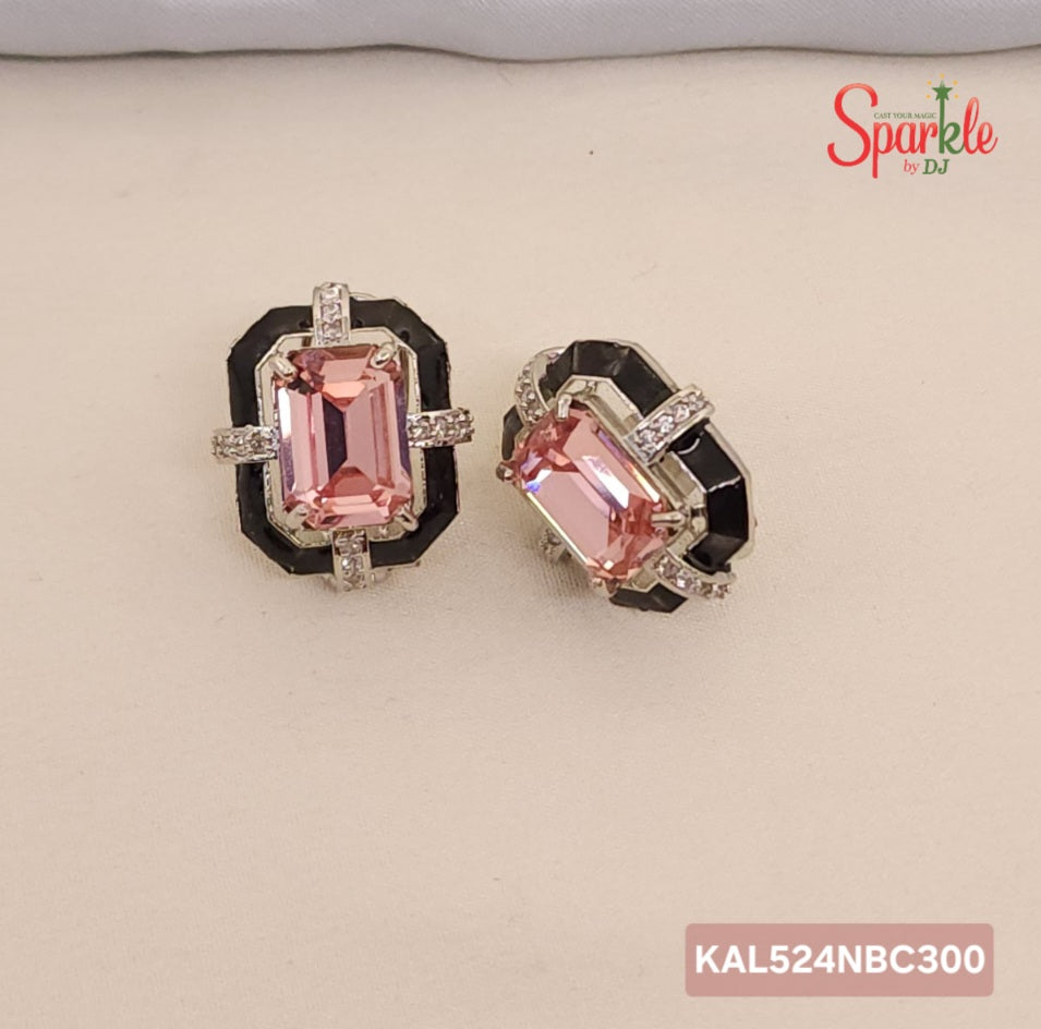 Octagonal Austrian Crystal studs with Mina border