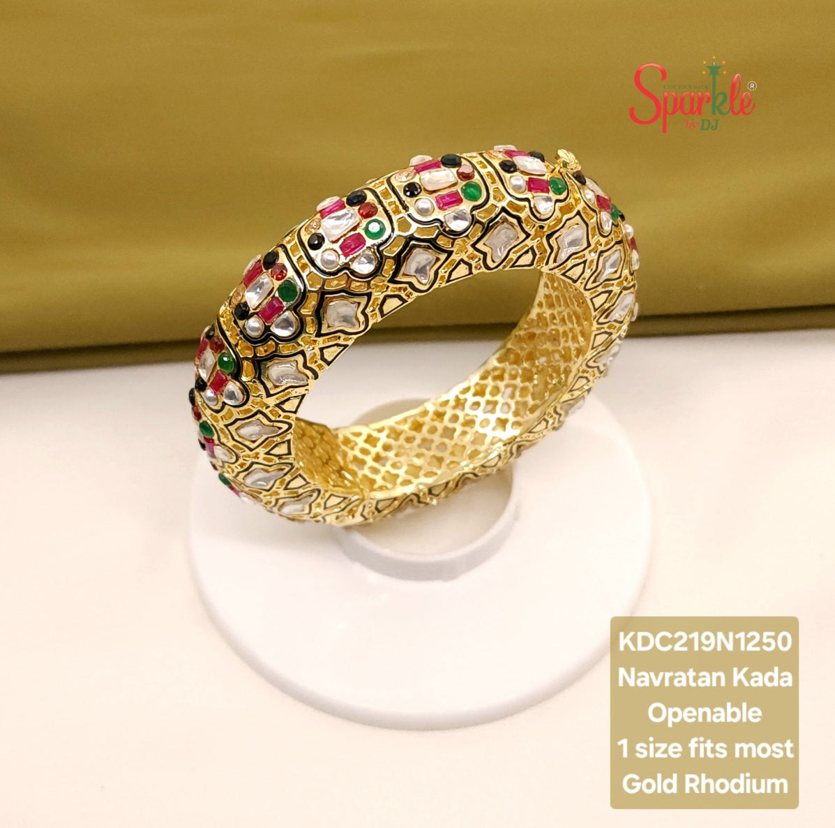 Kundan Navratan Kada (openable bracelet style)