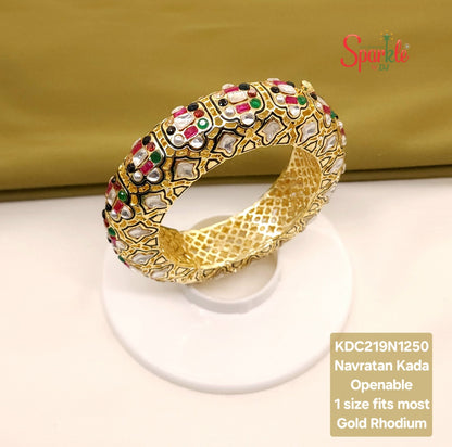 Kundan Navratan Kada (openable bracelet style)