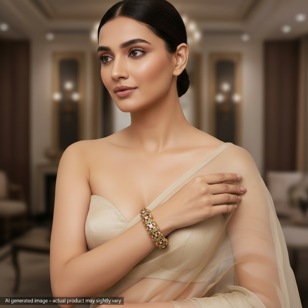 Kundan Navratan Kada (openable bracelet style)