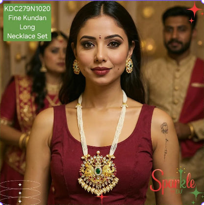 Kundan Gold replica Long Pendant Set