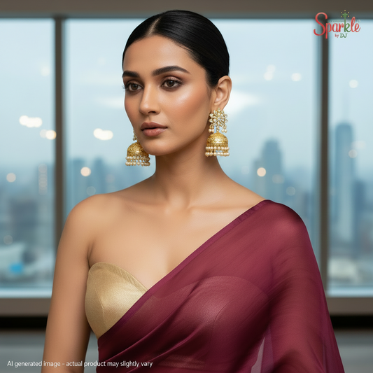 Fine kundan jhumkas with pearl hangings