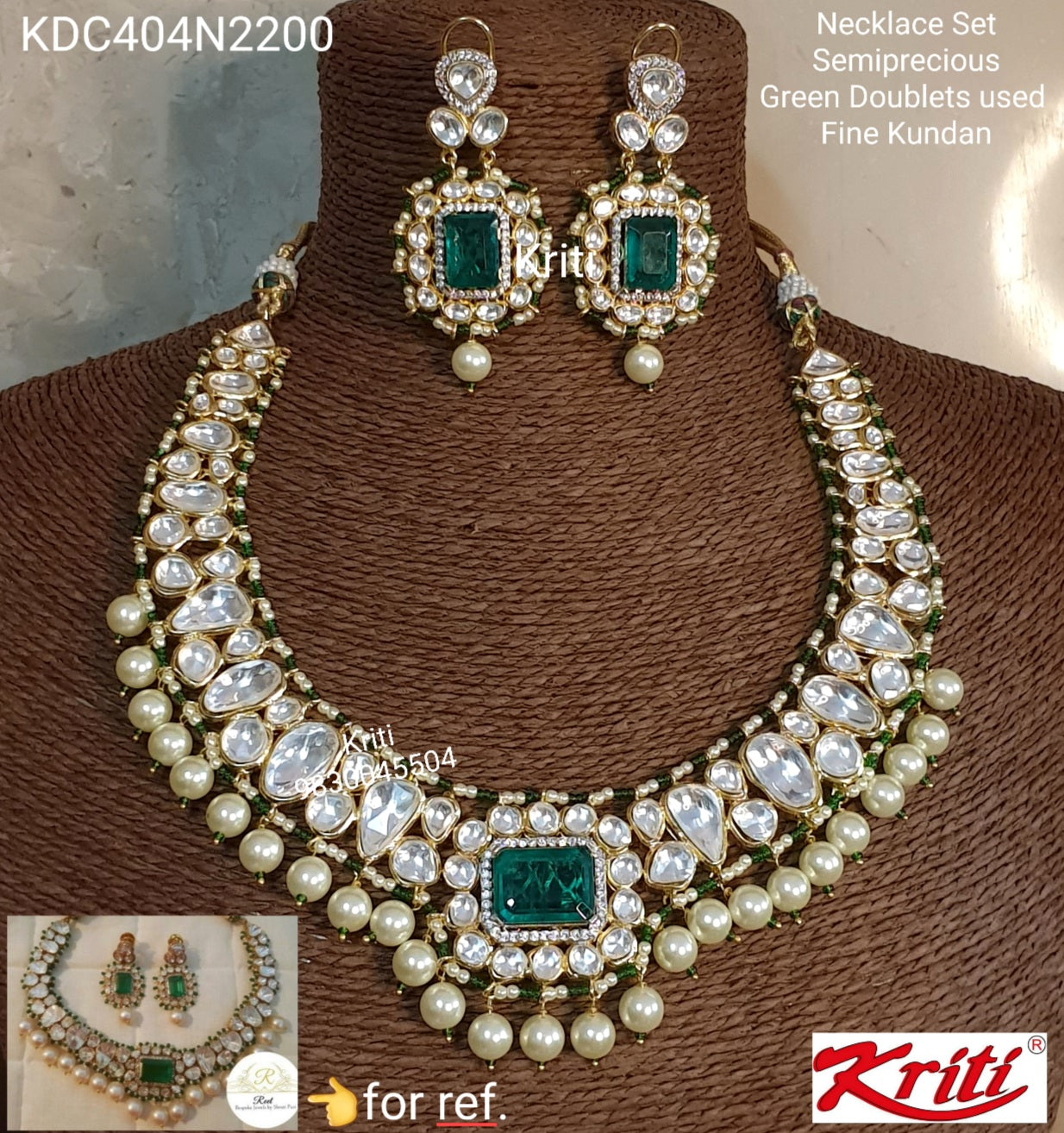 Fine Kundan Necklace set embellished with Semiprecious stone in 24 carat gold plating