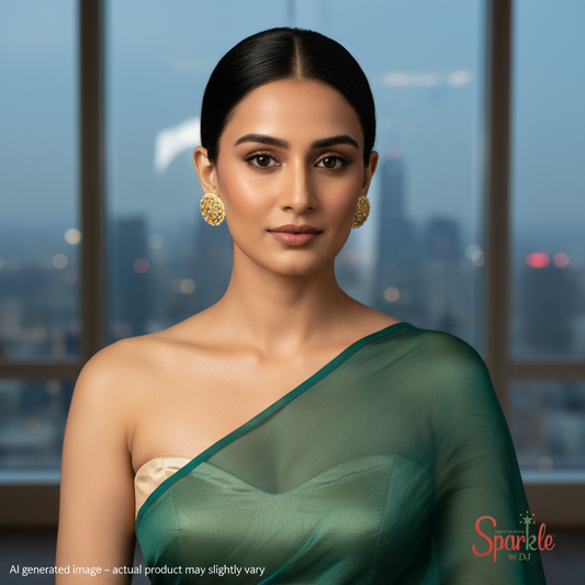 Fine kundan studs with pearls border in 24ct gold plating