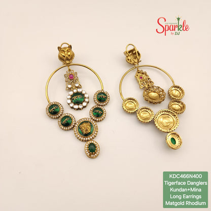 Tiger face kundan oversize danglers - SparklebyDJ