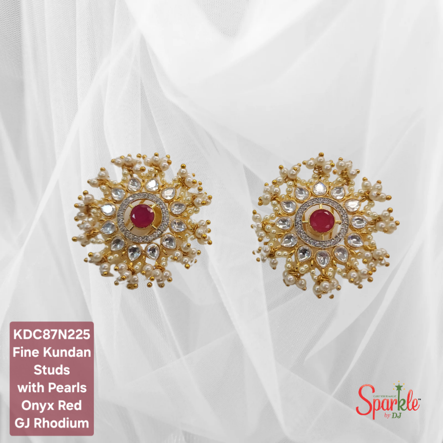 Round kundan-cz tops with pearls