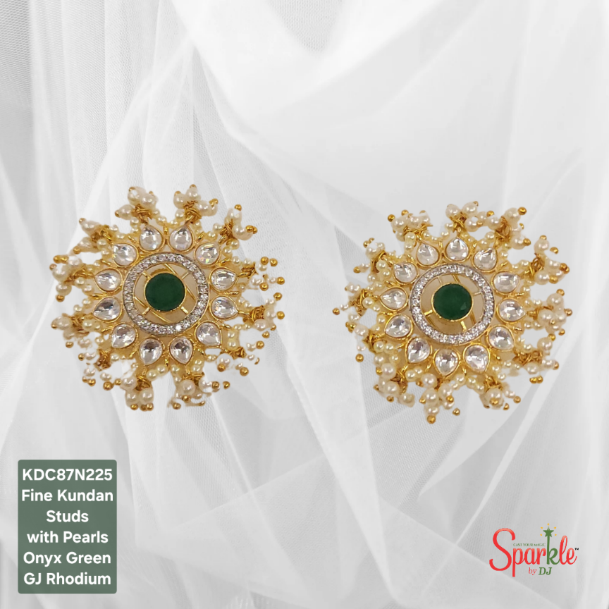 Round kundan-cz tops with pearls