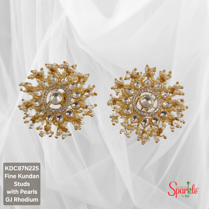 Round kundan-cz tops with pearls