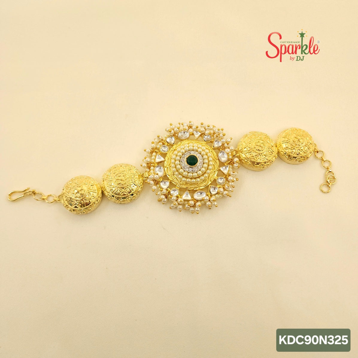 Pearl & kundan round bracelet