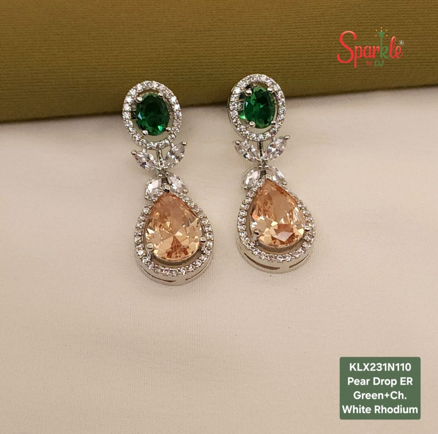 Pear drop earrings with oval top - SparklebyDJ