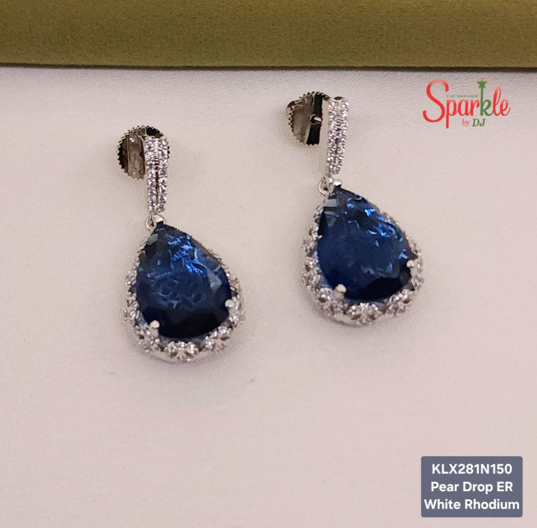 Pear Drop CZ Earrings with Jali Back